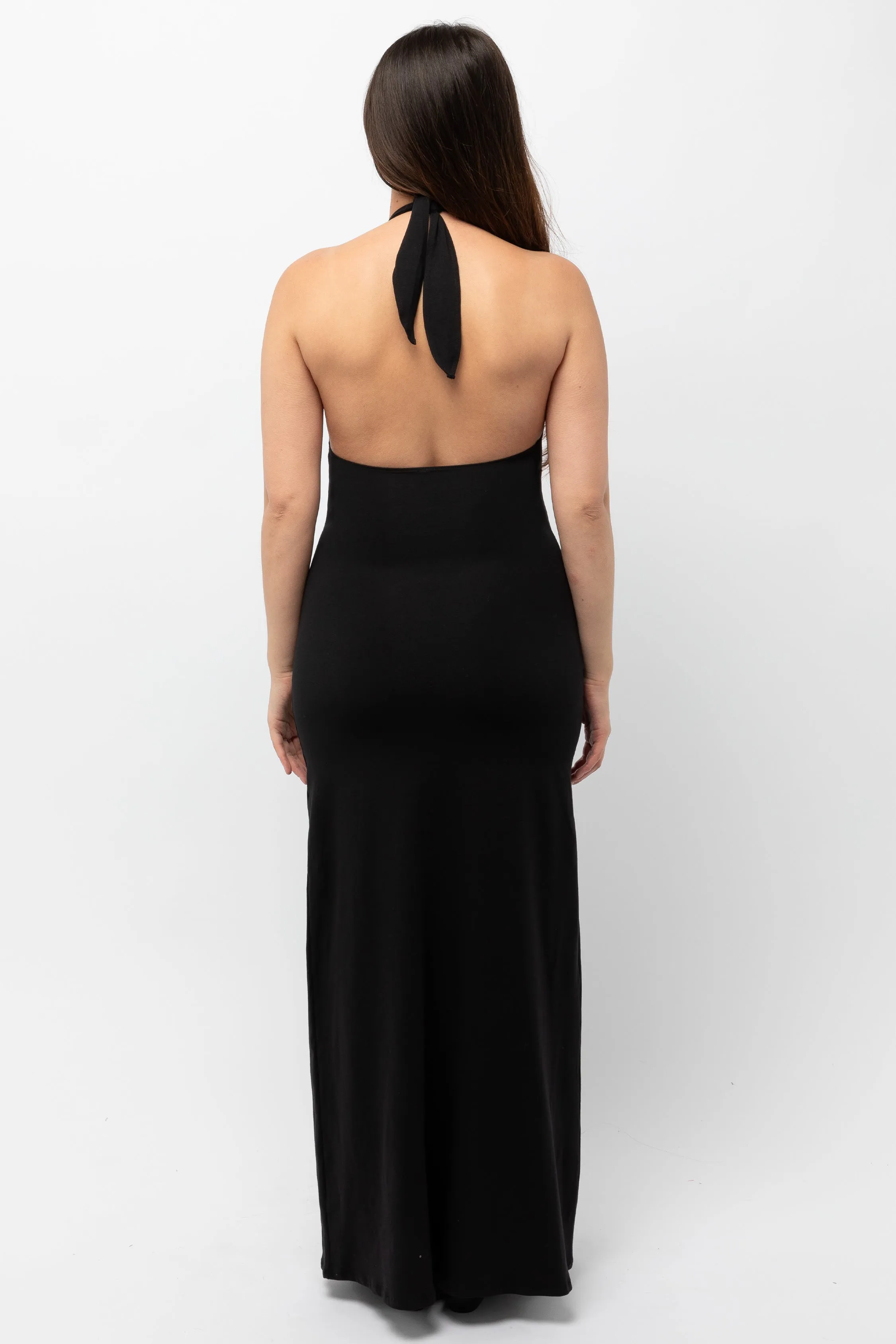 8374 - Cotton Spandex Halter Maxi Dress sold by los angeles apparel product image thumbnail 4