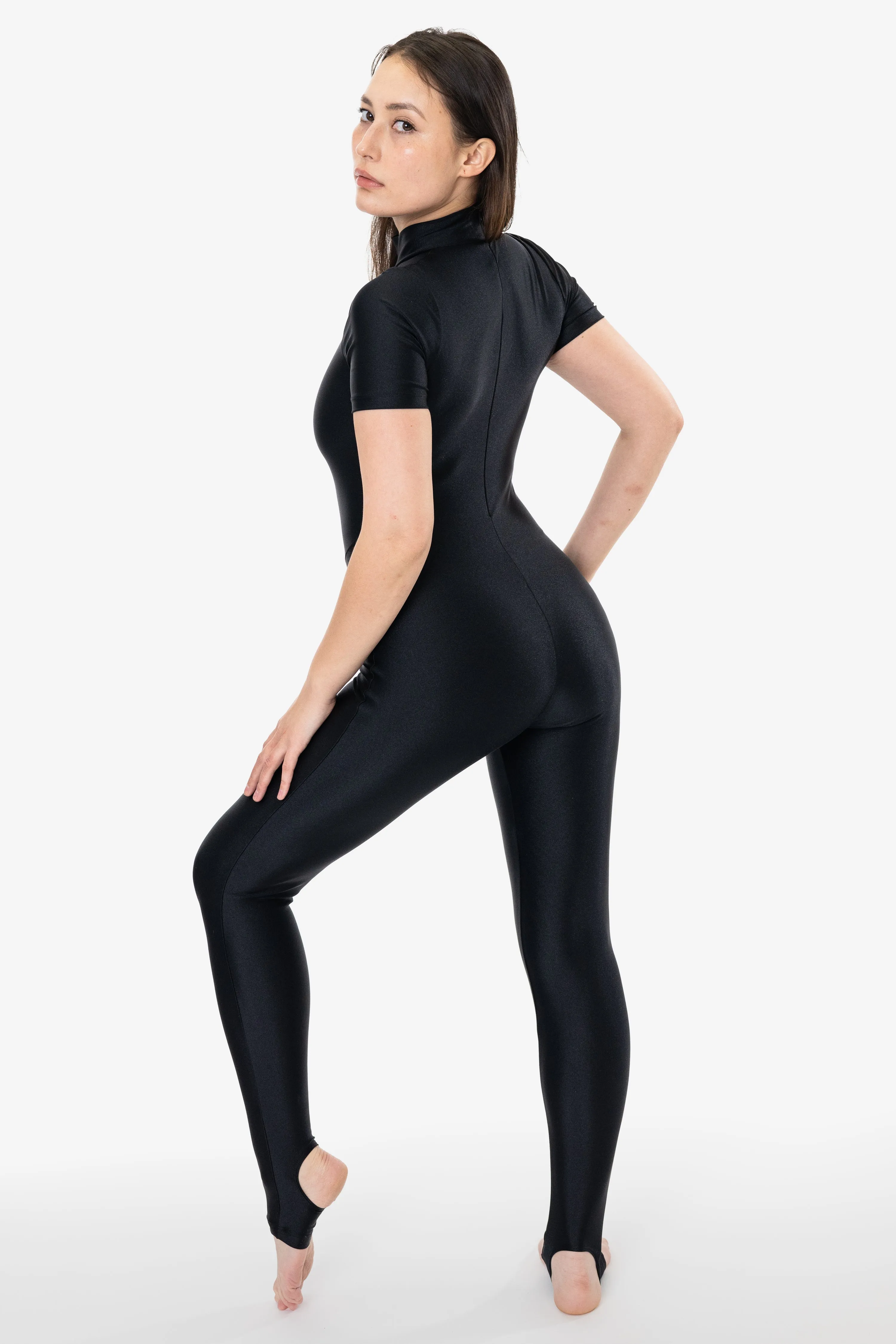 RNT322 - Nylon Tricot Short Sleeve Mockneck Unitard sold by los angeles apparel product image thumbnail 2