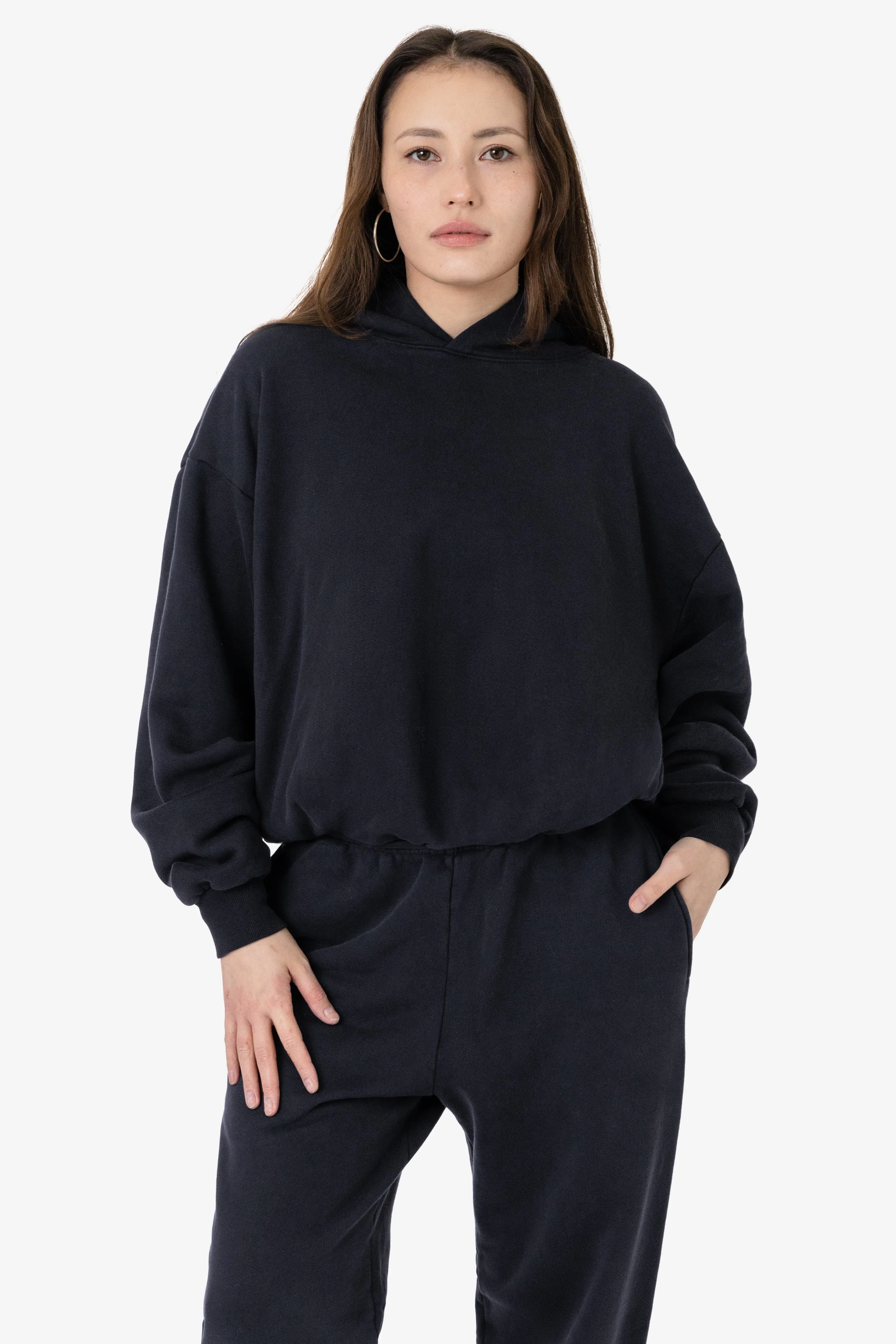 PLU09GD - 16oz. Garment Dye Plush Fleece Hooded Pullover Sweatshirt sold by los angeles apparel product image thumbnail 2