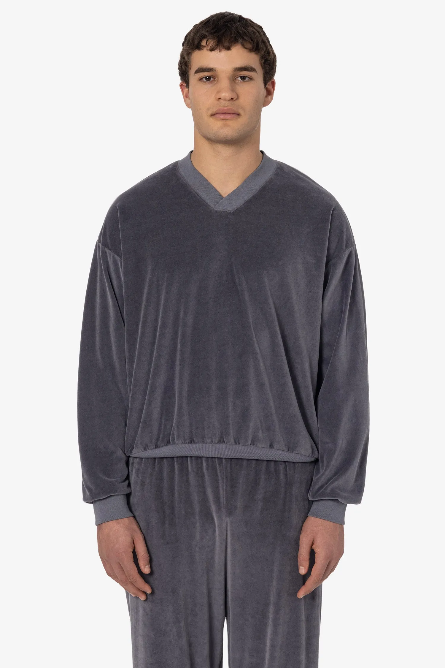 VLR56GD - Garment Dye Velour V-neck Sweatshirt sold by los angeles apparel product image thumbnail 3