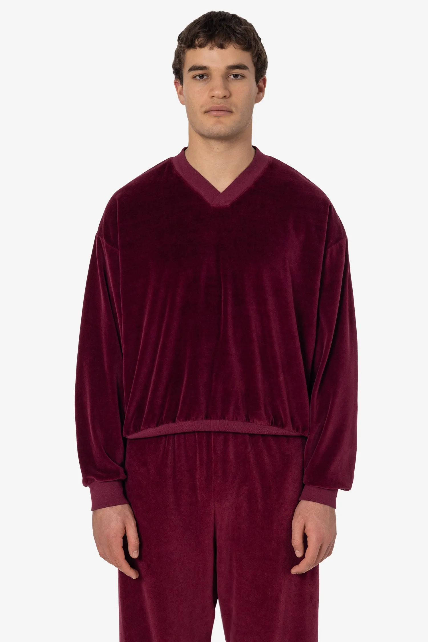 VLR56GD - Garment Dye Velour V-neck Sweatshirt sold by los angeles apparel product image thumbnail 5