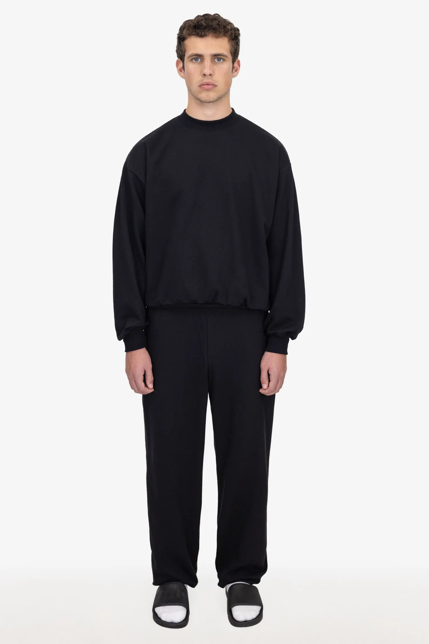 MWF1045 - 10 oz. Mid-Weight Poly Cotton Fleece Wide Open Bottom Sweatpant sold by los angeles apparel