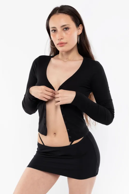 FR0114 - Flex Rib V Neck Button Up Top sold by los angeles apparel