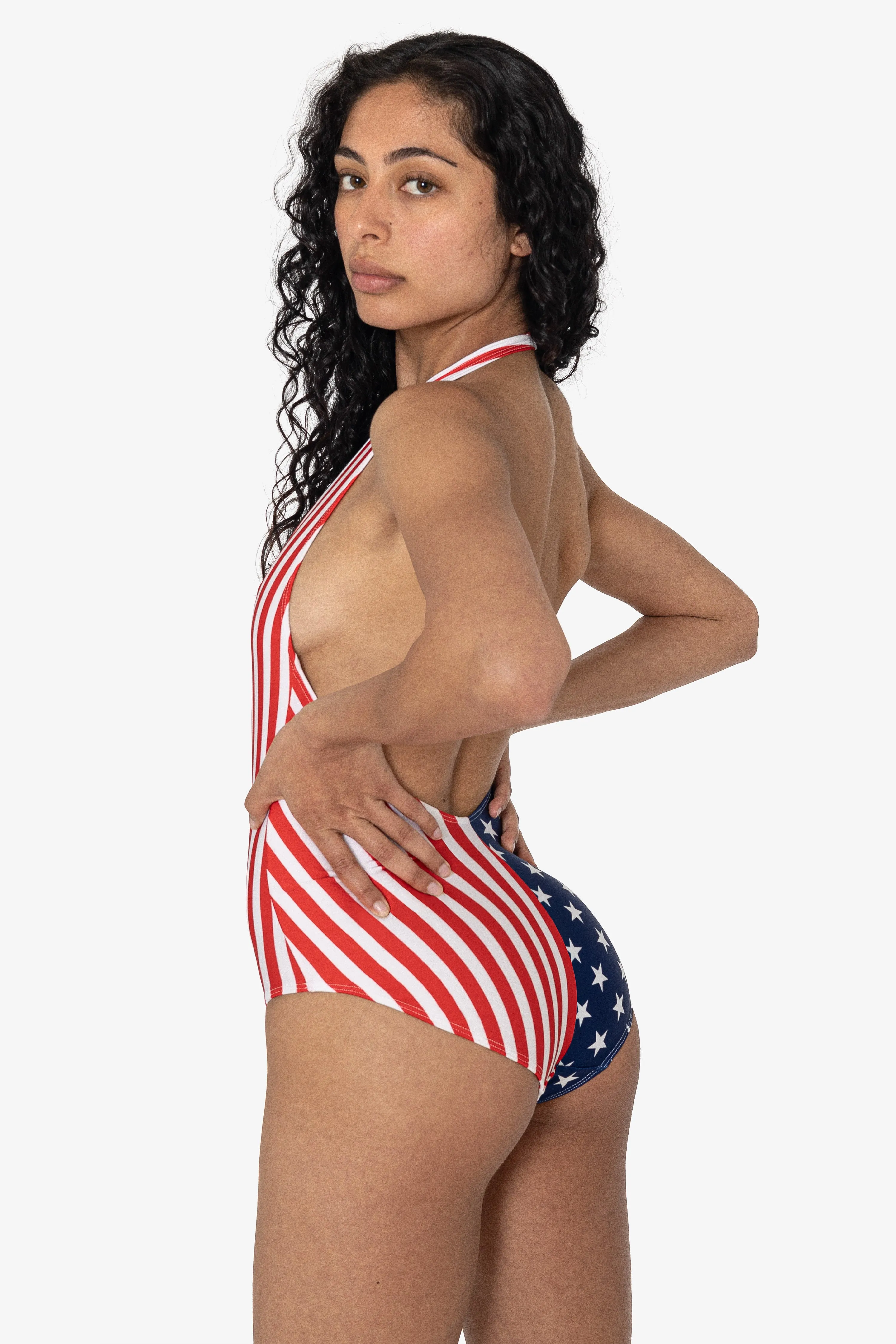 RNT342P - Printed 2-Tone Halter One Piece sold by los angeles apparel product image thumbnail 3