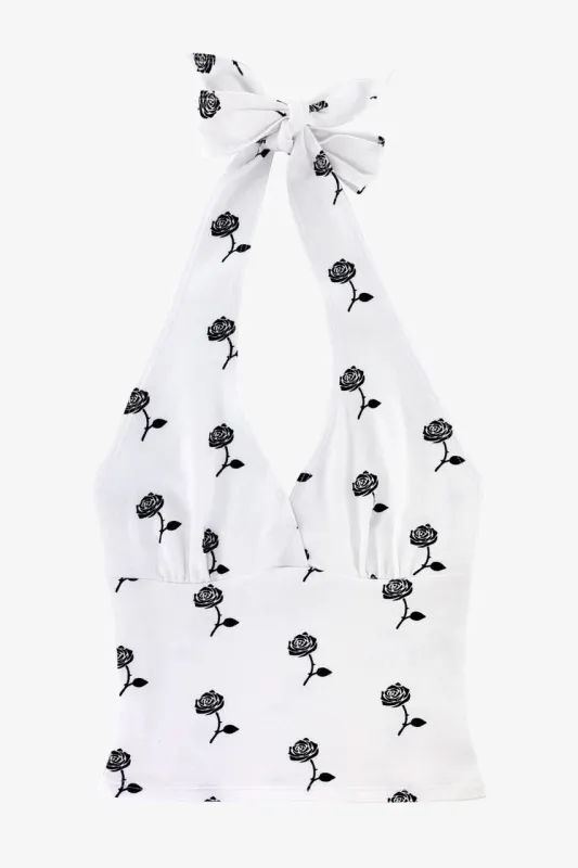 8375P - Printed Cotton Spandex Halter Top sold by los angeles apparel