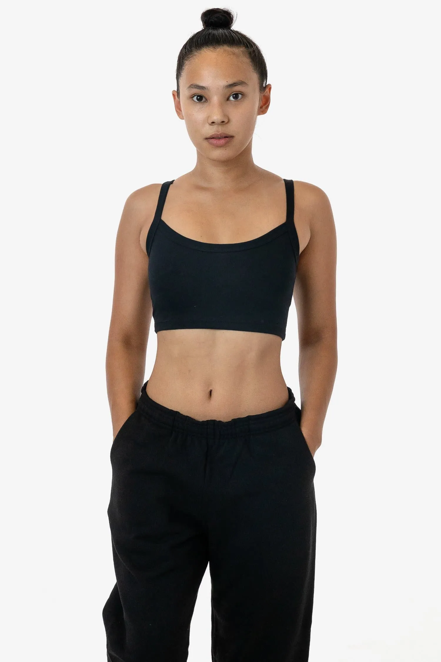 Black Friday Giveaway (2025) - FF016 - Poly Cotton Cropped Spaghetti Tank Top sold by los angeles apparel product image thumbnail 4