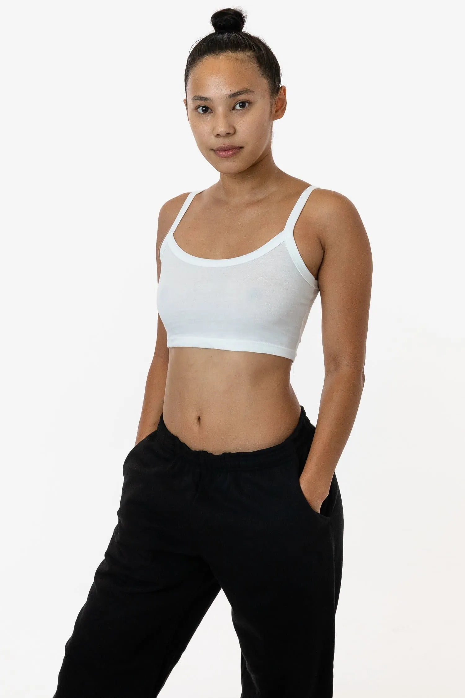 Black Friday Giveaway (2025) - FF016 - Poly Cotton Cropped Spaghetti Tank Top sold by los angeles apparel product image thumbnail 5