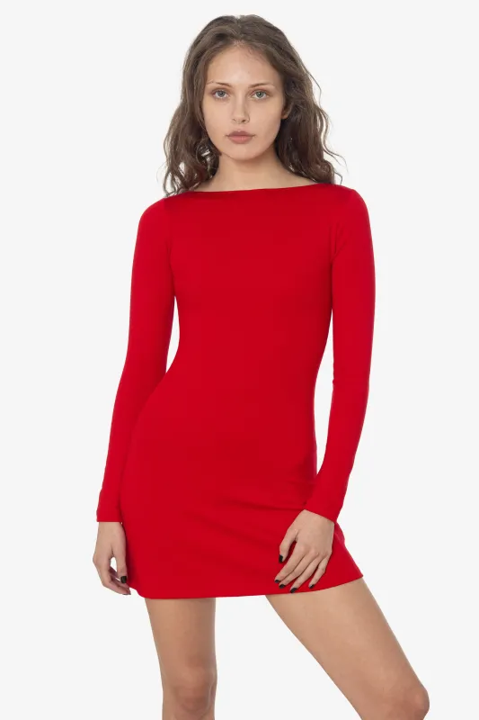 PON3644 - Ponte Long Sleeve Boatneck Dress sold by los angeles apparel