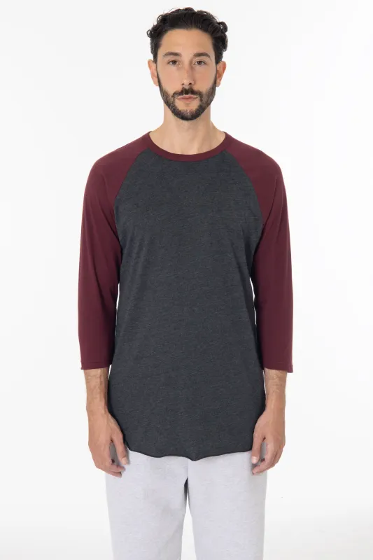 $5 Gifts - FF53 - 3/4 Sleeve Poly Cotton Raglan made by los angeles apparel