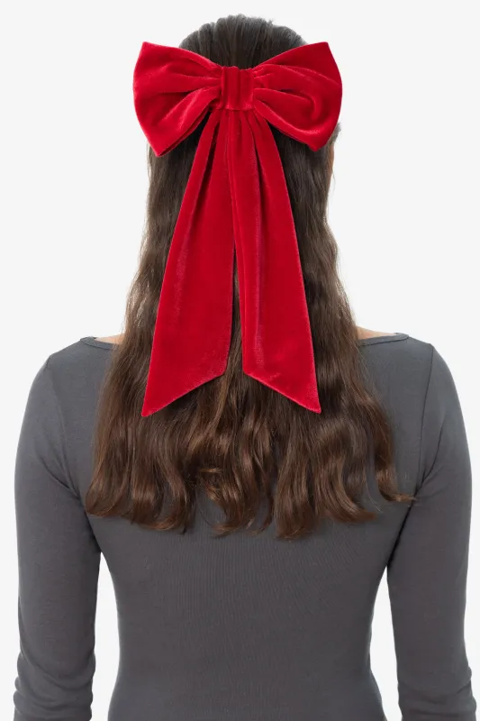 VVT051 - Velvet Long Schoolgirl Bow sold by los angeles apparel