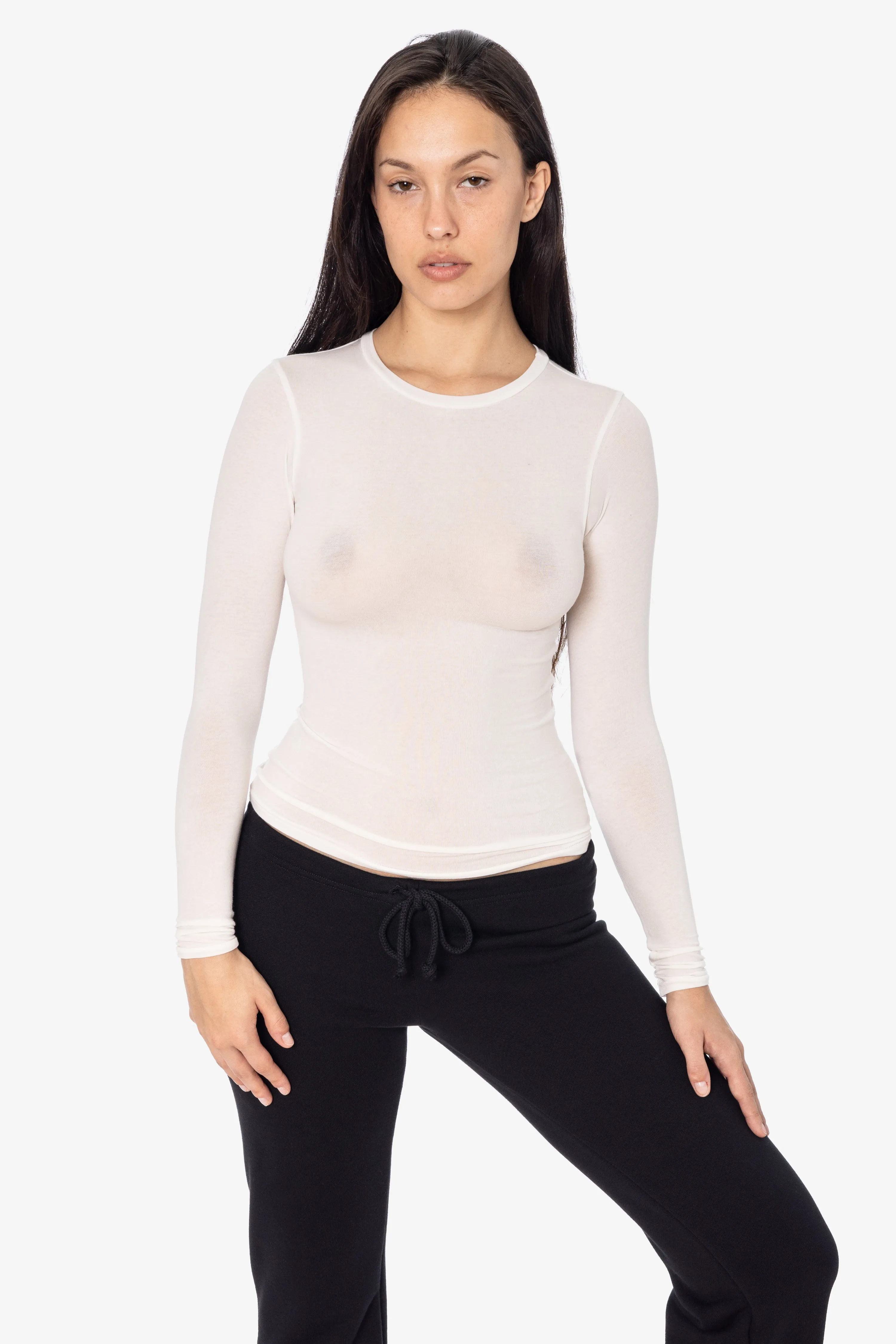 CC307 - Long Sleeve Cheesecloth Fitted T-Shirt sold by los angeles apparel product image thumbnail 2