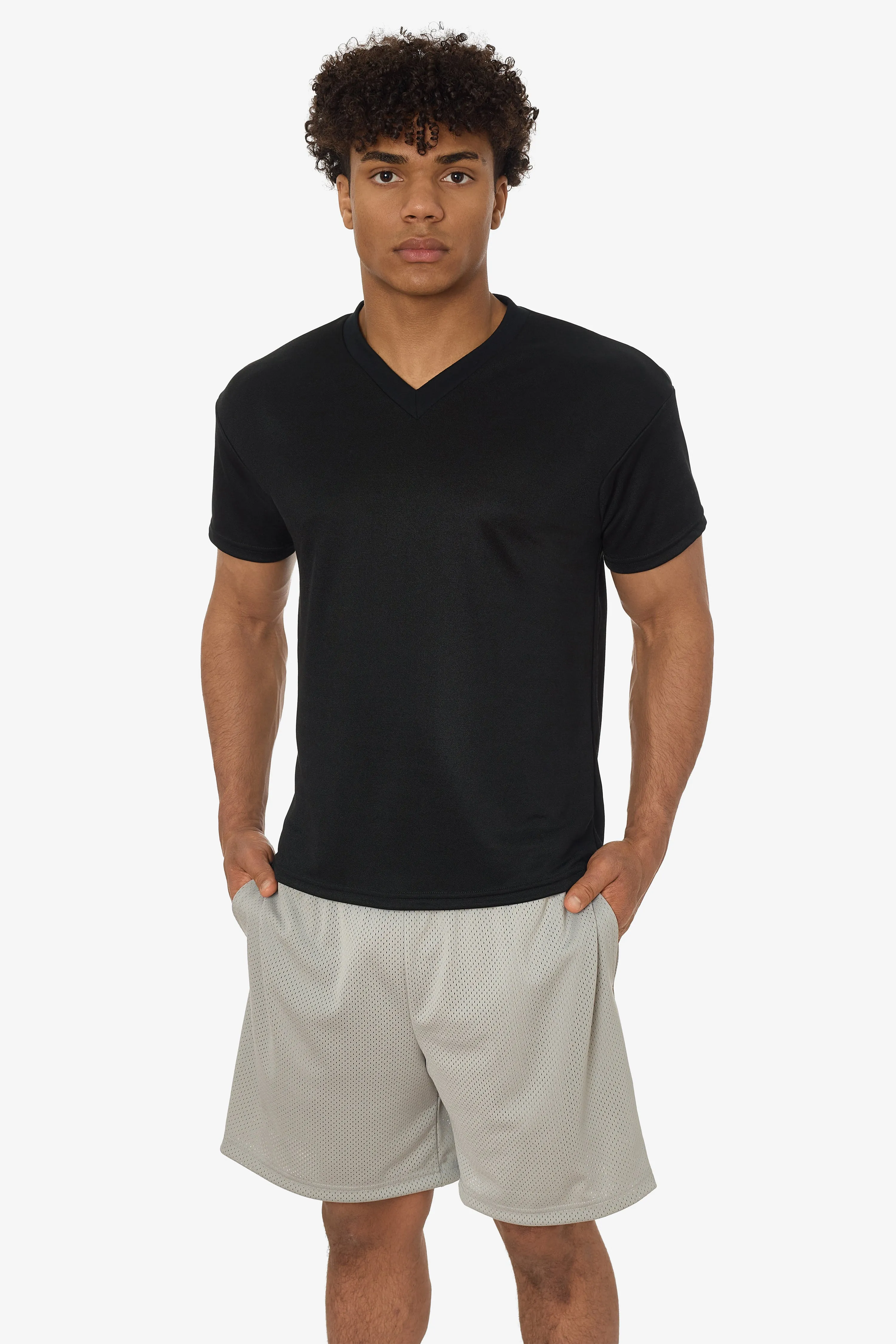 PPQ56 - Boxy Fit V-Neck SS Tee with Cuff sold by los angeles apparel product image thumbnail 3