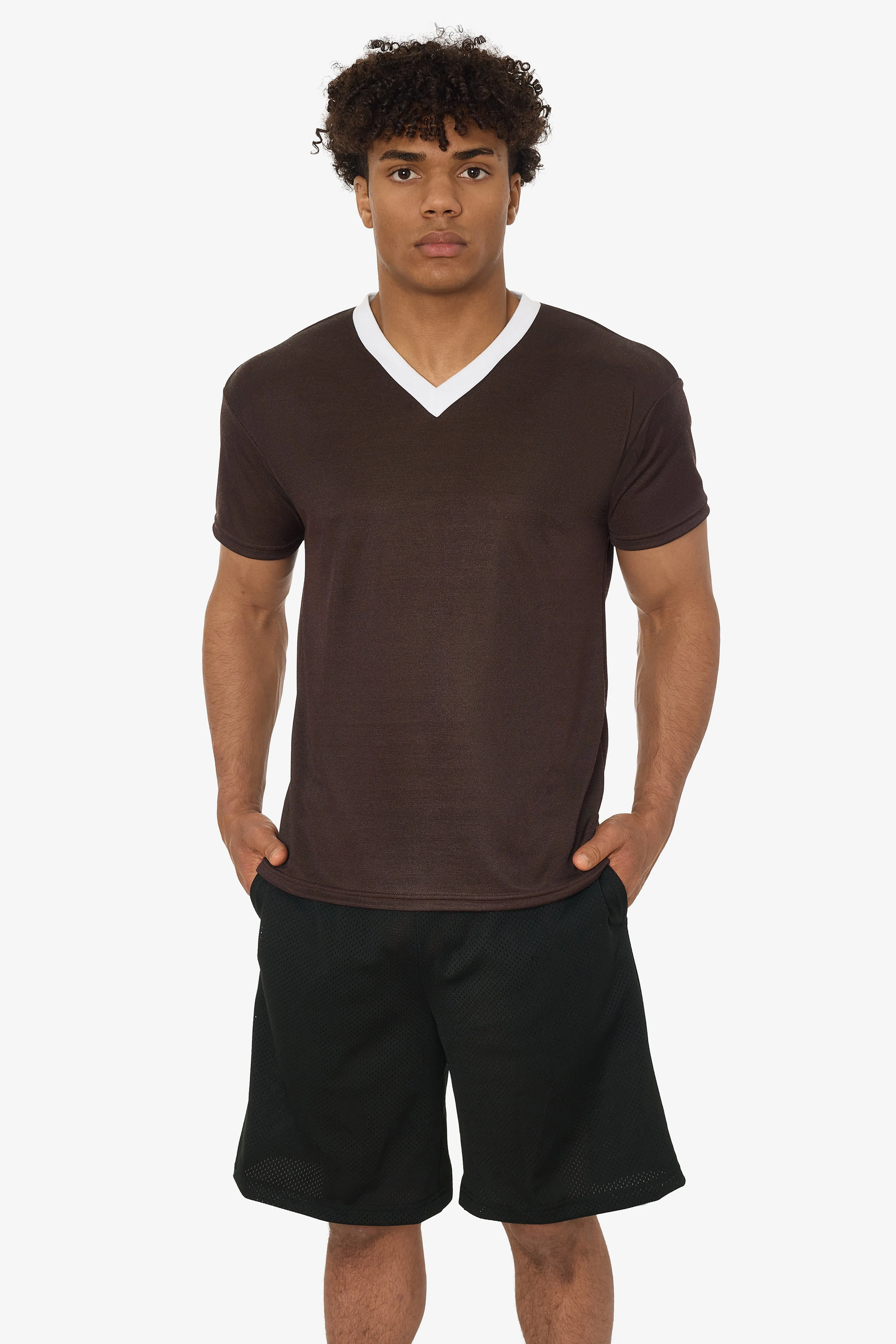 PPQ56 - Boxy Fit V-Neck SS Tee with Cuff sold by los angeles apparel product image thumbnail 5