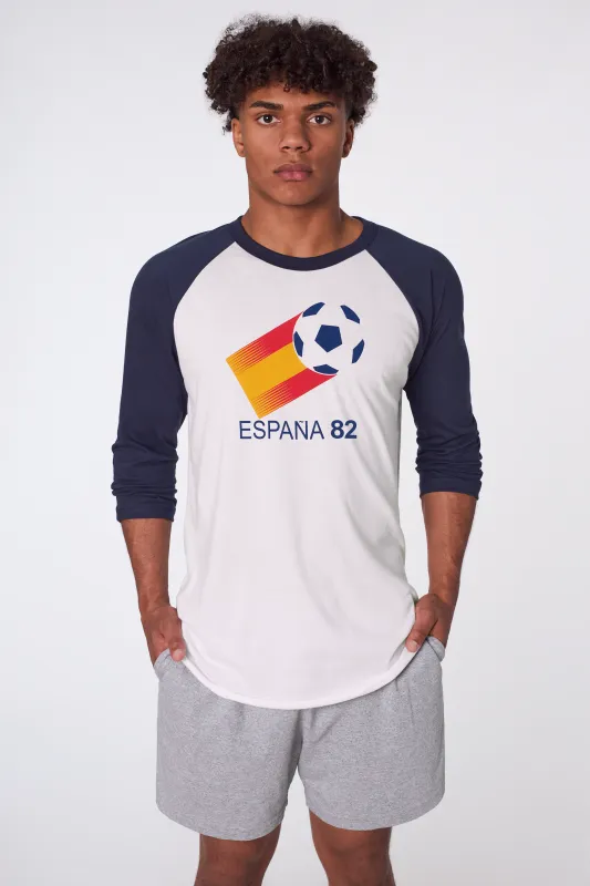 White/Navy ESPAÑA ‘82 Raglan made by los angeles apparel