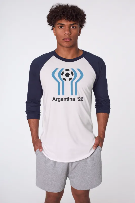 White/Navy Argentina Raglan made by los angeles apparel