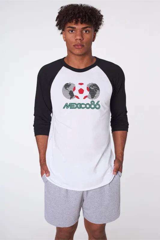 Mexico 86 Raglan White/Black made by los angeles apparel