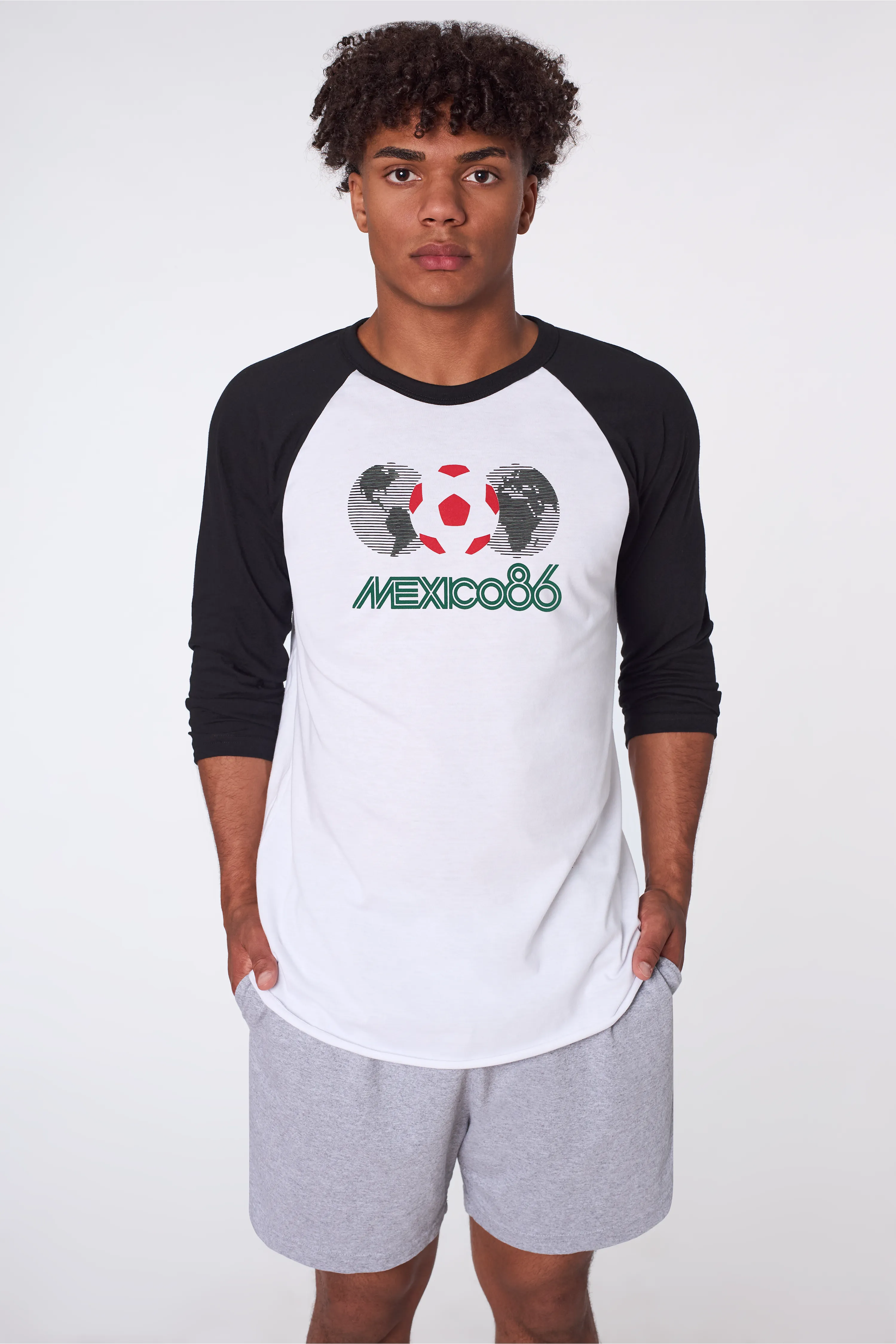 Mexico 86 Raglan White/Black sold by los angeles apparel