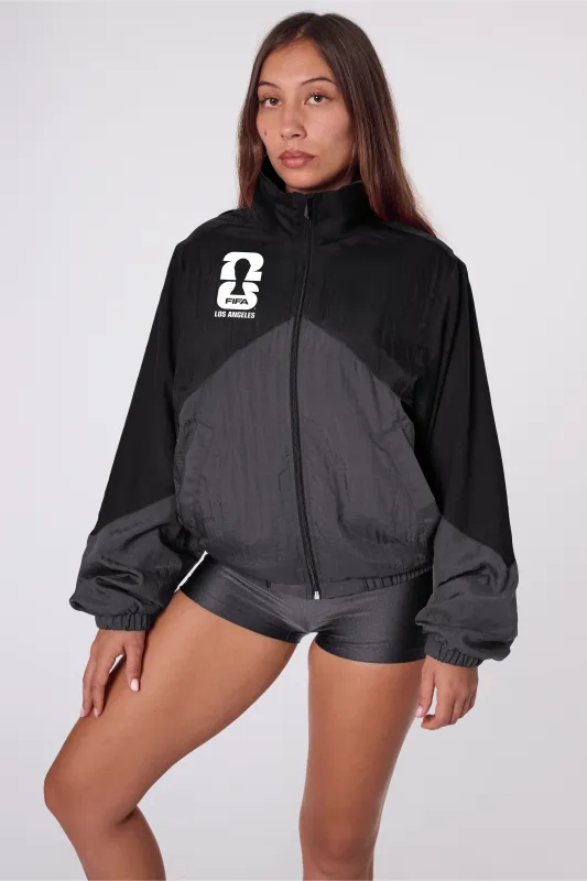 FIFA Zip-Up Windbreaker Black/Grey made by los angeles apparel