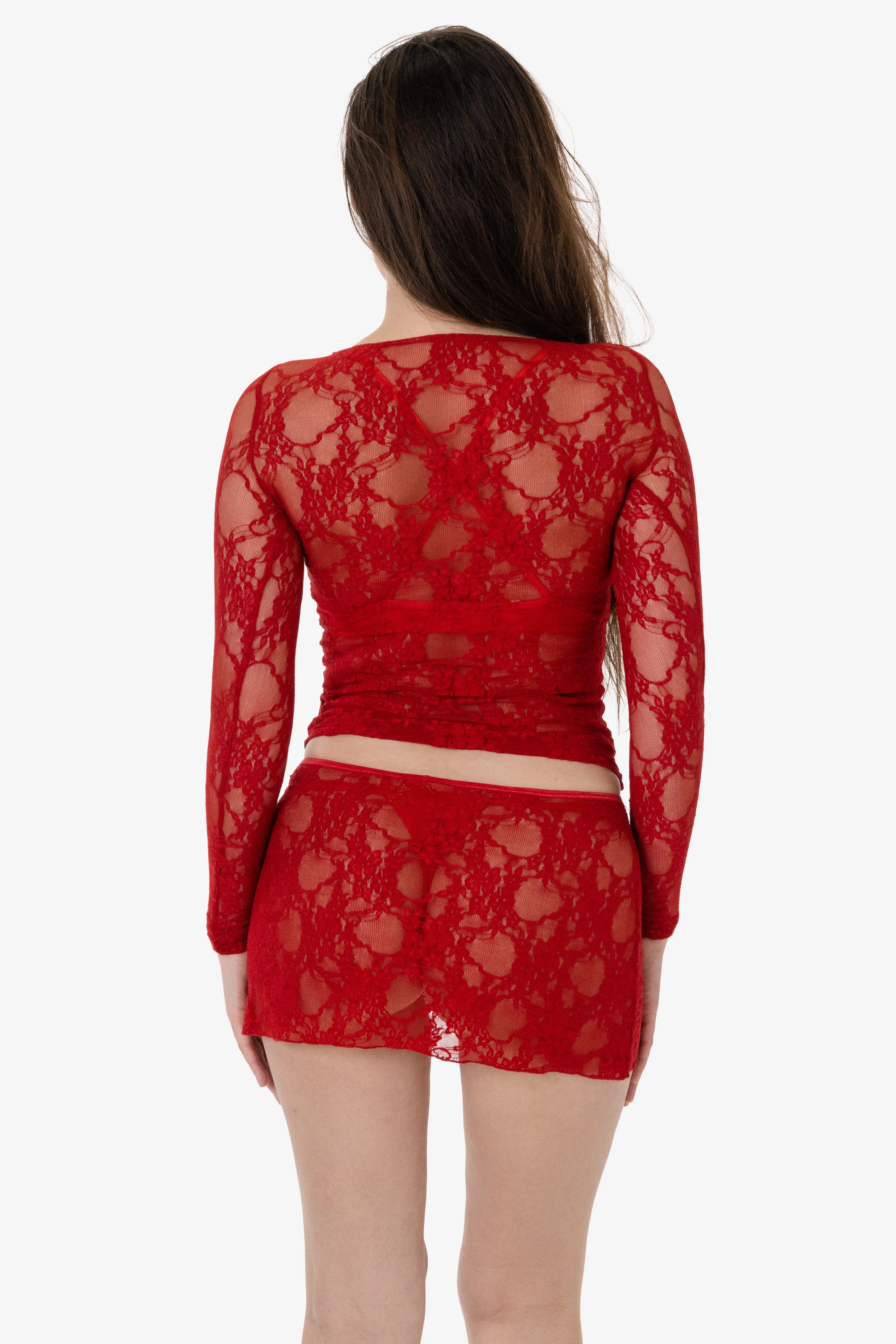 FNS344 - Floral Lace Long Sleeve Boatneck Top sold by los angeles apparel product image thumbnail 4