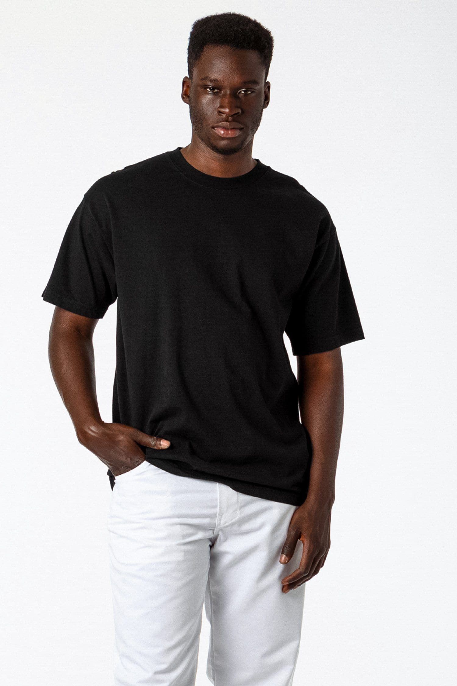 1801GD - 6.5oz Garment Dye Crew Neck T-Shirt (Black) sold by los angeles apparel