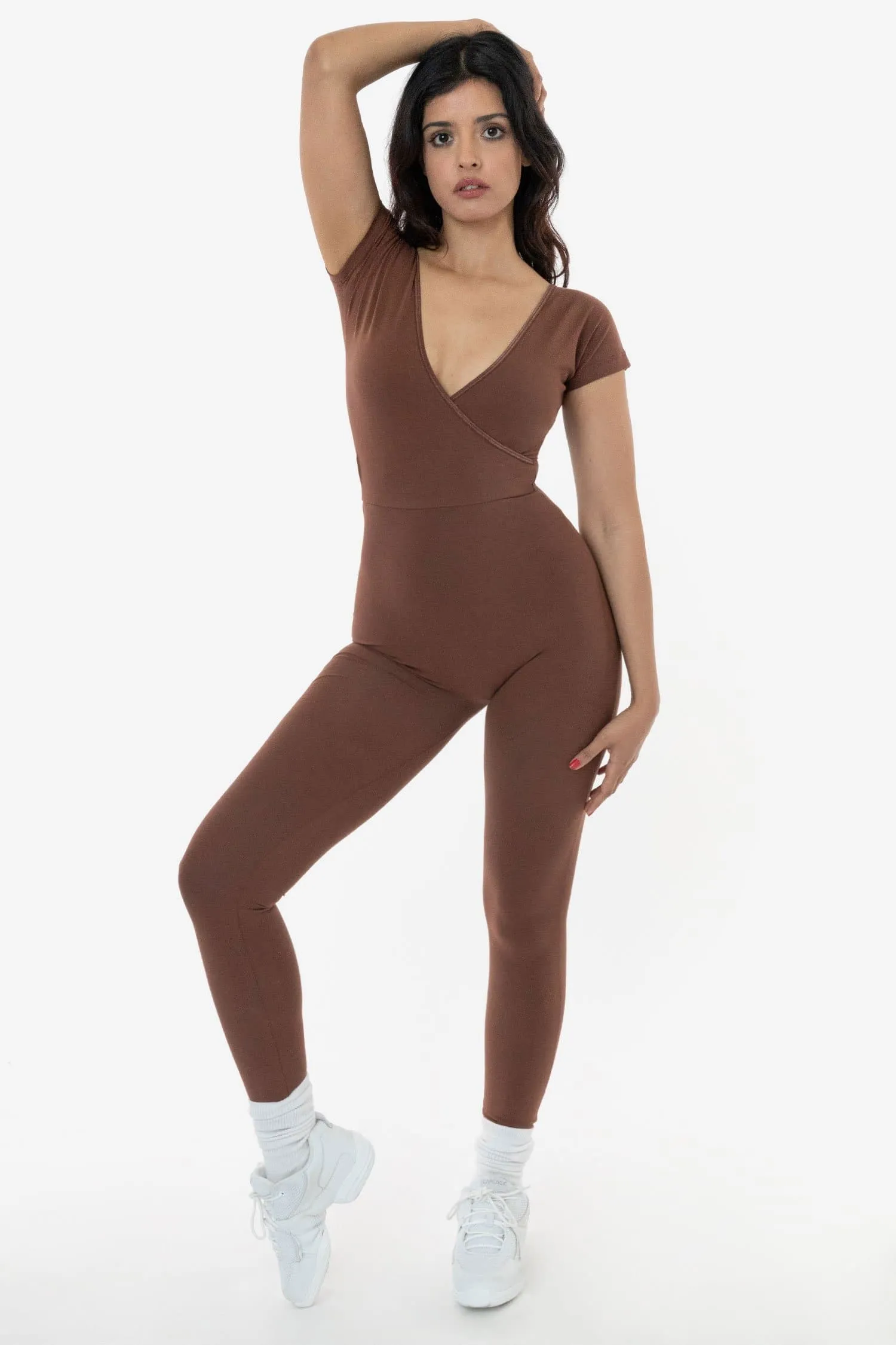 B125C - Cap Sleeve Crossfront Unitard sold by los angeles apparel product image thumbnail 3
