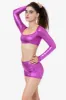 RLA387 - Lamé Squareneck Long Sleeve Micro Crop Top sold by los angeles apparel