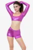 RLA387 - Lamé Squareneck Long Sleeve Micro Crop Top sold by los angeles apparel