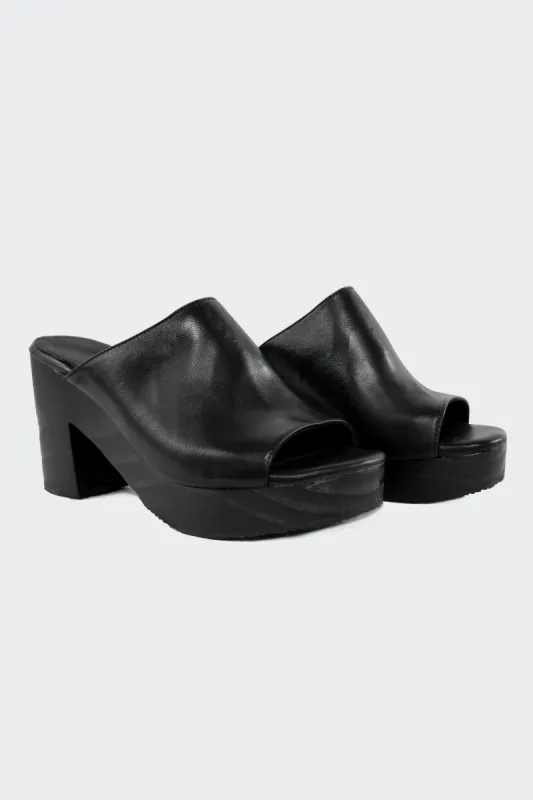 WOODSNDL05 - Leather Platform Mule sold by los angeles apparel