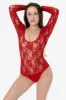 FNS328 - Floral Lace Long Sleeve Scoopneck Bodysuit sold by los angeles apparel