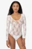 FNS328 - Floral Lace Long Sleeve Scoopneck Bodysuit sold by los angeles apparel