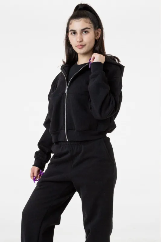 HF-16 - 14oz. Cropped Heavy Fleece Zip Up Hooded Sweatshirt sold by los angeles apparel
