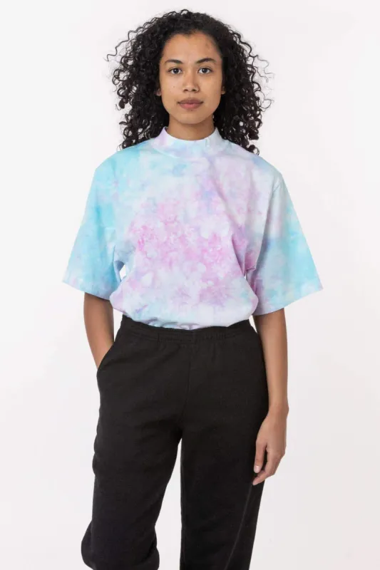 1825TD - Tie Dye Oversized Short Sleeve High Mockneck T-shirt sold by los angeles apparel