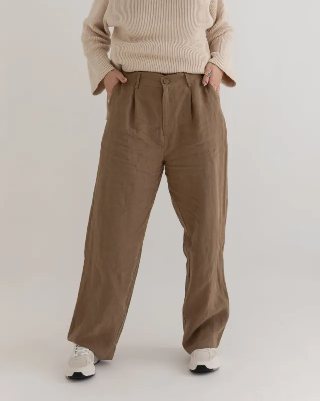 pleated linen pants sold by Kindly