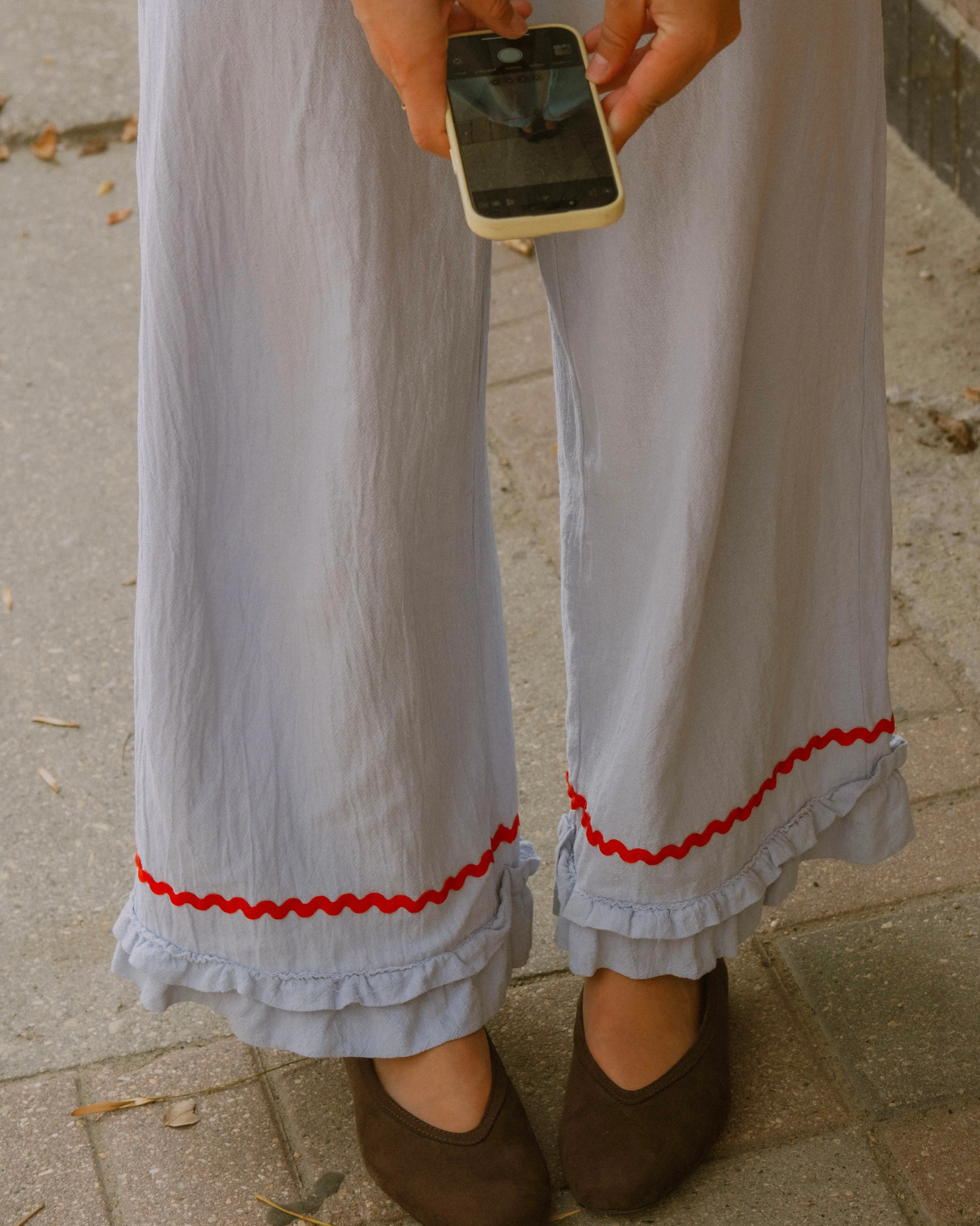 PREORDER woman's ruffle pants sold by Kindly