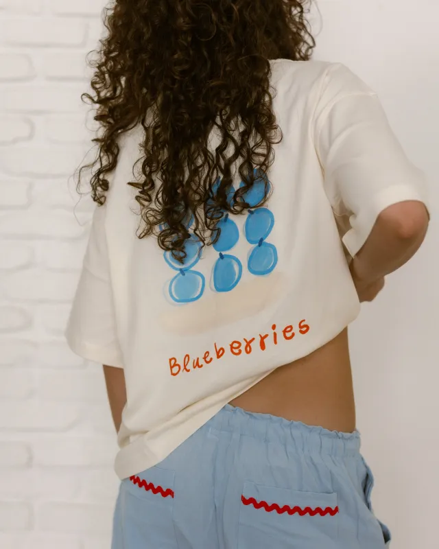 womans blueberries tee made by Kindly