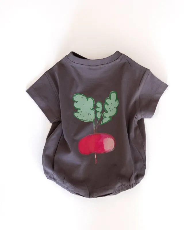 radish romper made by Kindly