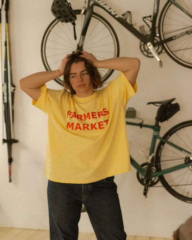 woman's farmers market tee made by Kindly