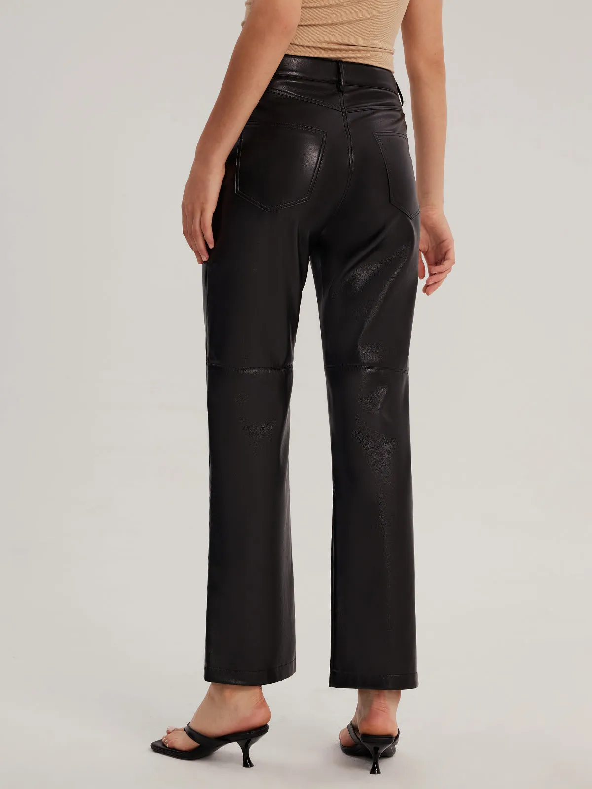 High-waisted Vegan Leather Pants sold by Aha Selected product image thumbnail 4