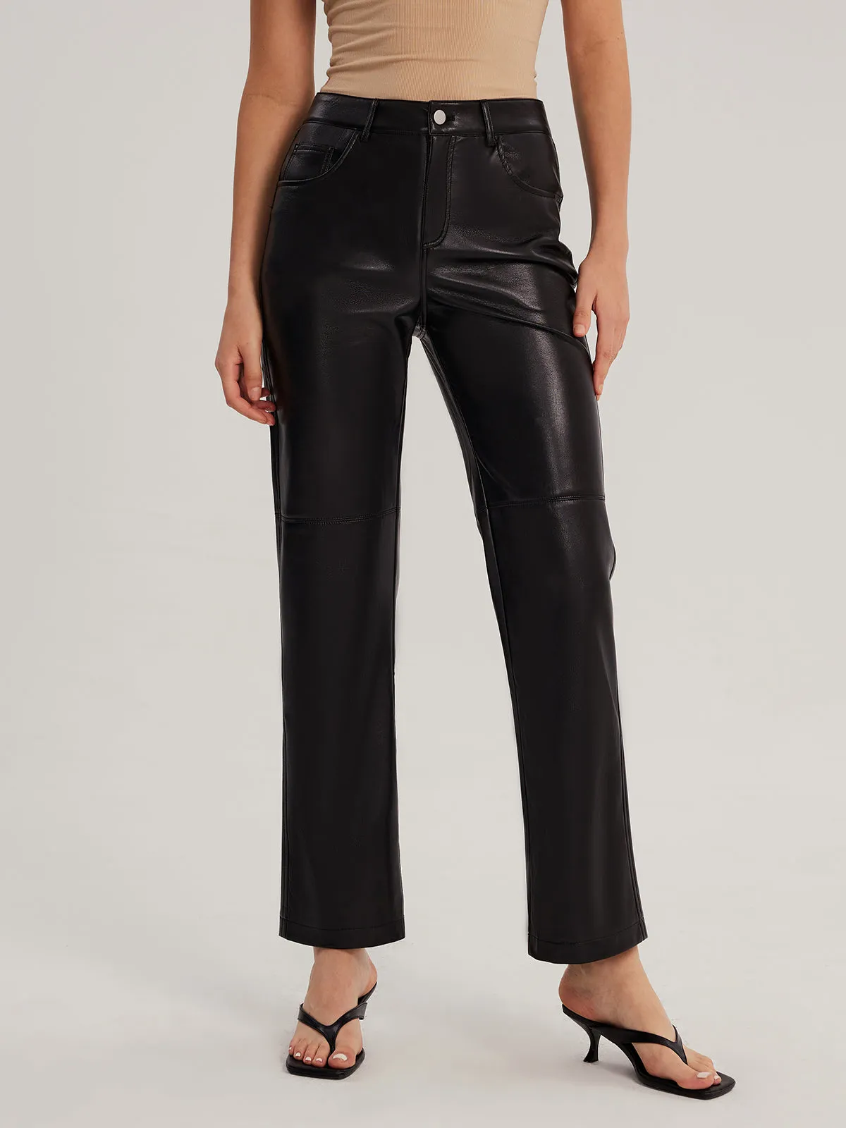 High-waisted Vegan Leather Pants sold by Aha Selected product image thumbnail 3