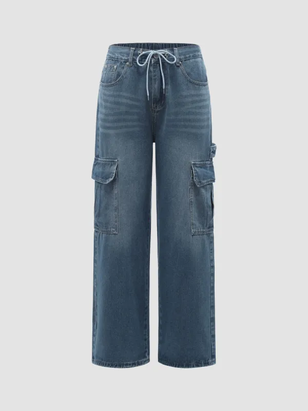 Women's Denim Cargo Wide-Leg Pants sold by Aha Selected