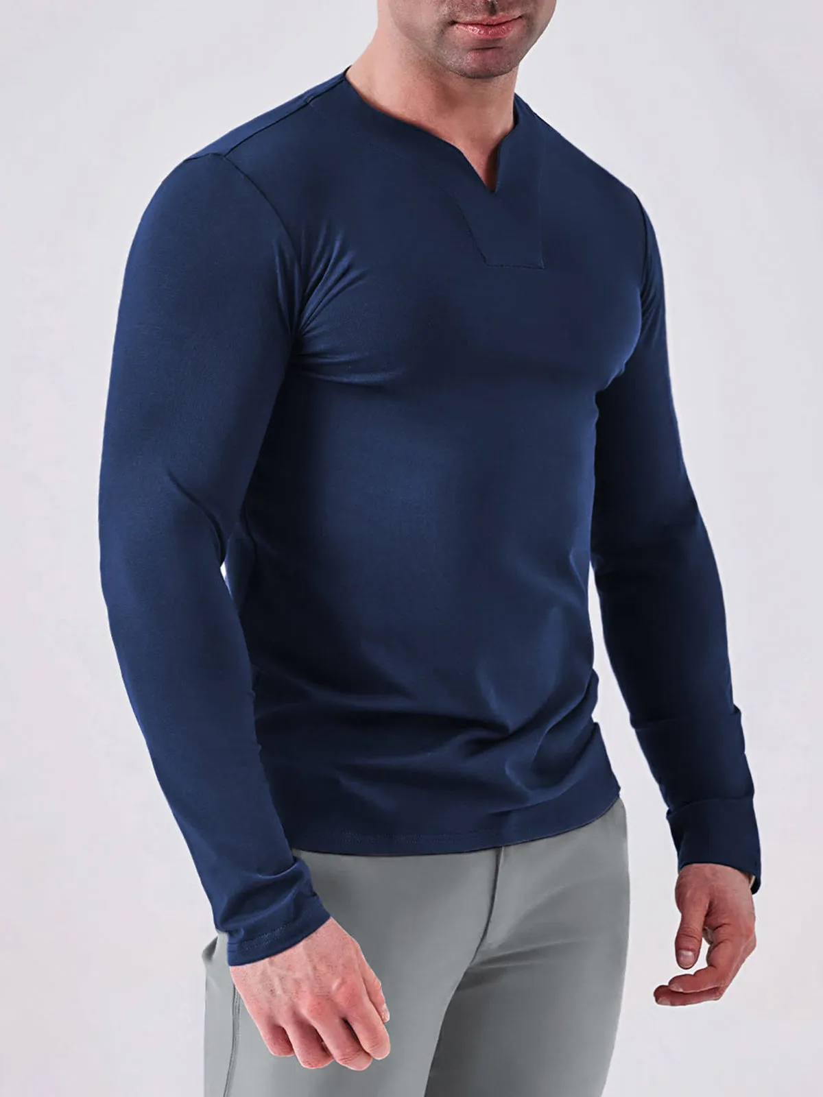 Society V-neck Cotton Long Sleeve Shirt sold by Aha Selected product image thumbnail 5