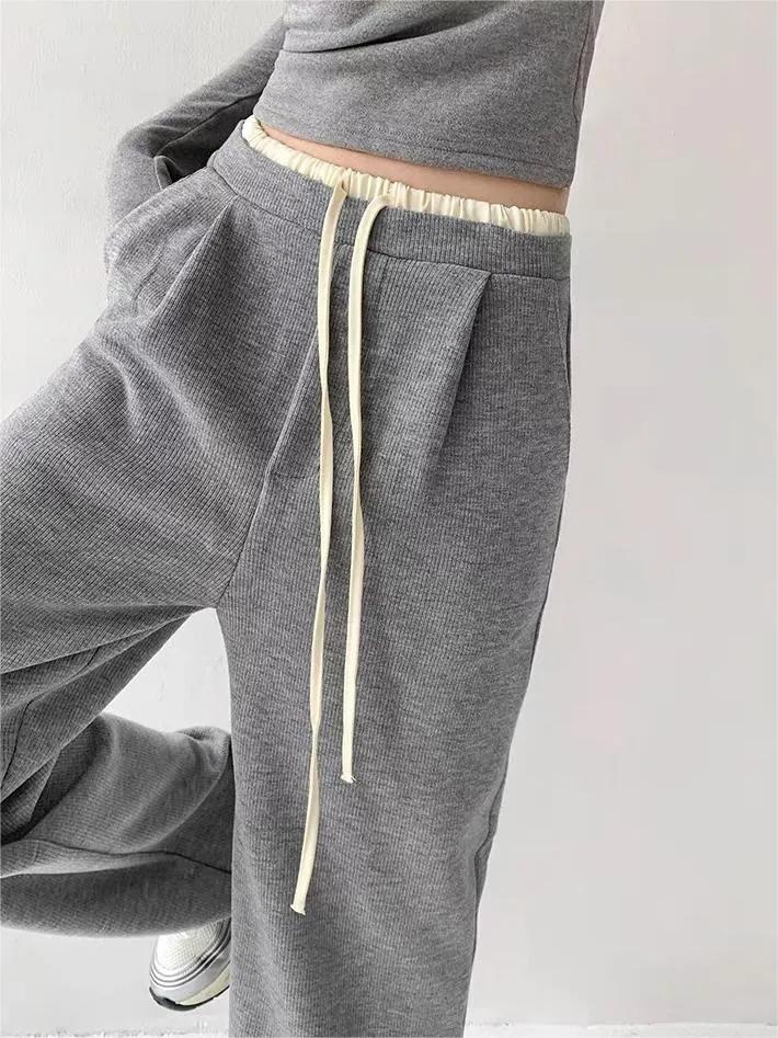 Fake Two-Piece High-Waisted Wide-Leg Knitted Pants sold by Aha Selected product image thumbnail 5