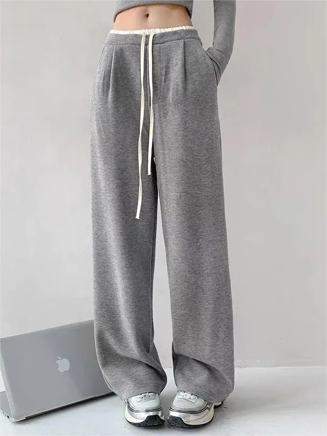 Fake Two-Piece High-Waisted Wide-Leg Knitted Pants sold by Aha Selected product image thumbnail 2