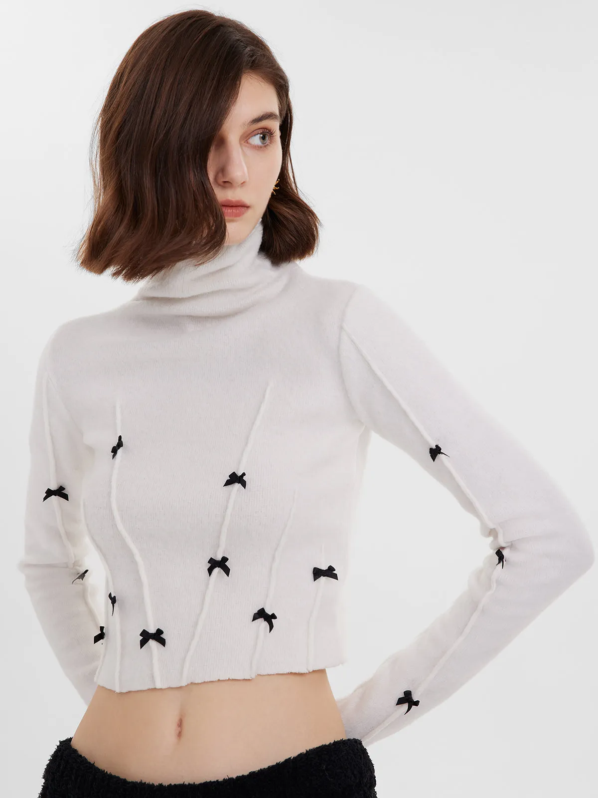 Embellished Bow Turtleneck Sweater sold by Aha Selected product image thumbnail 2