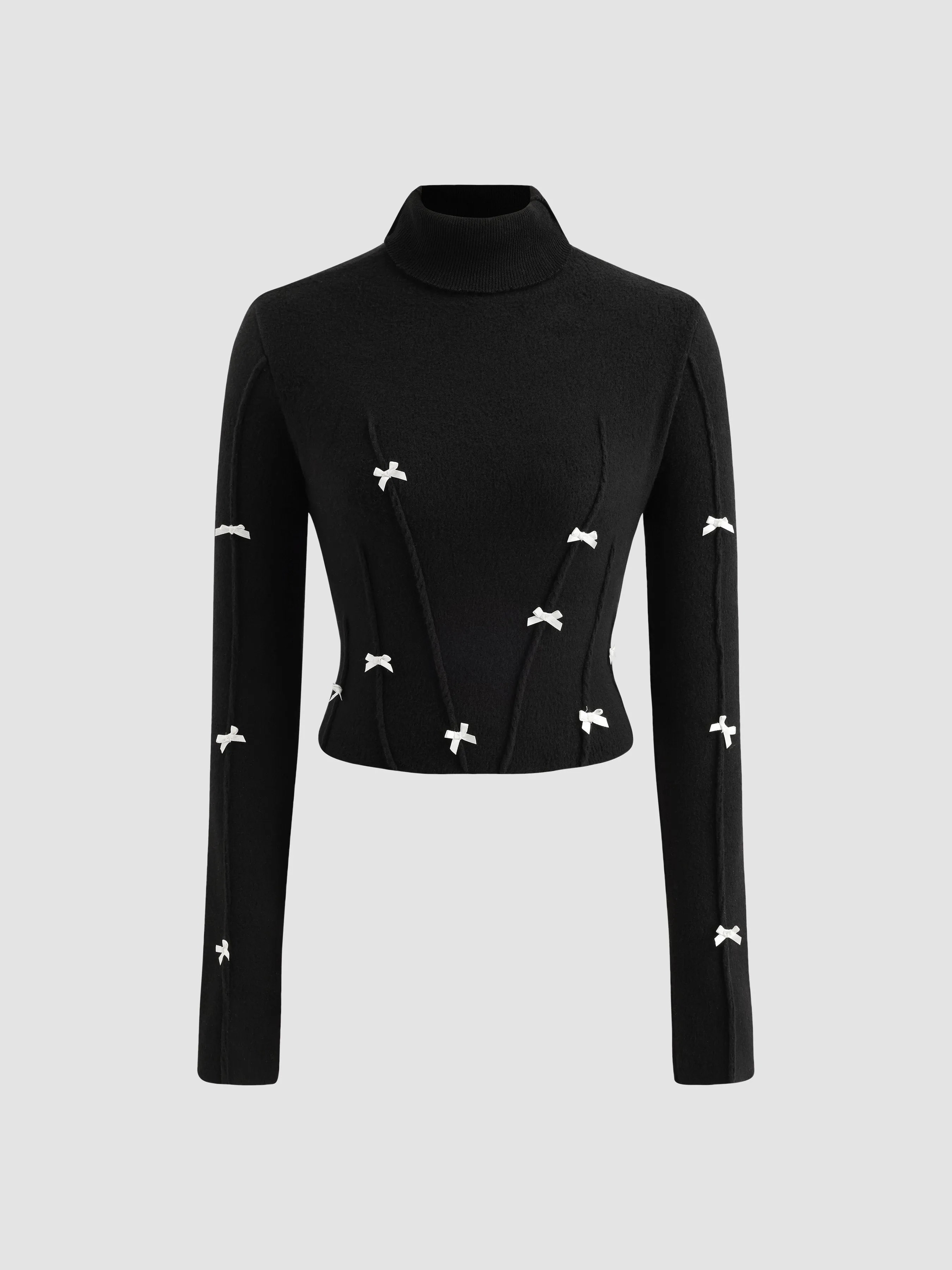 Embellished Bow Turtleneck Sweater sold by Aha Selected product image thumbnail 5