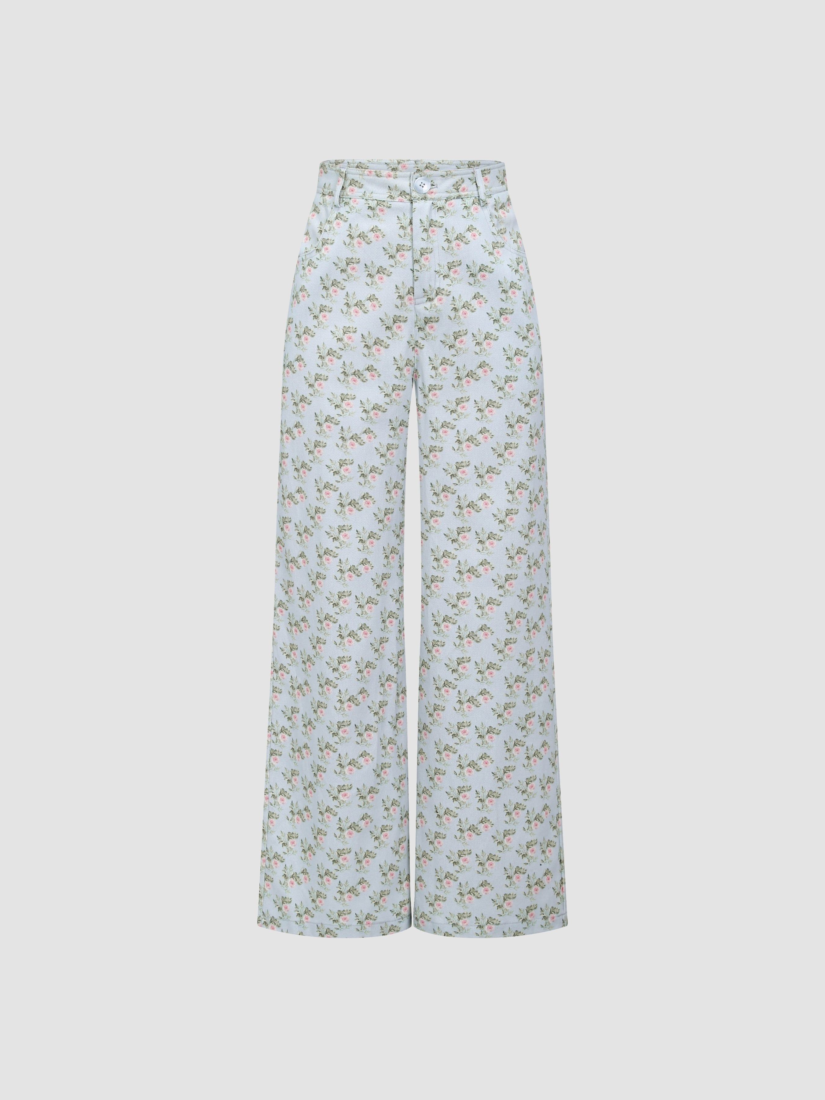 Floral Print Wide Leg Pants sold by Aha Selected