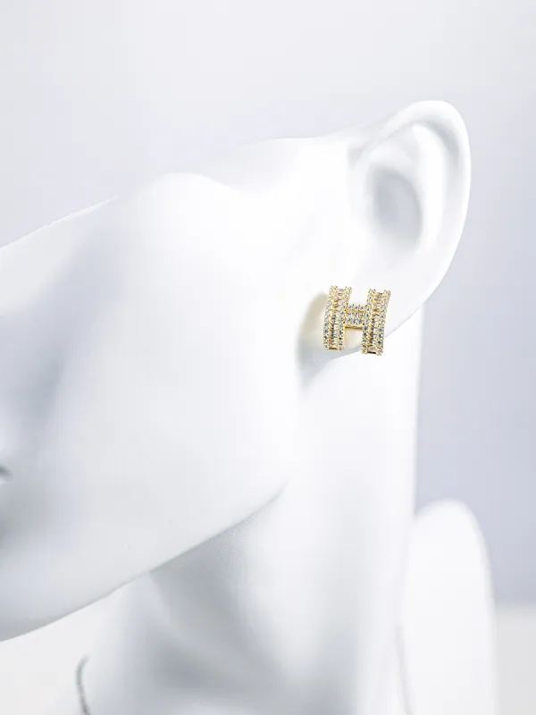 H Diamond Gold Earrings sold by Aha Selected