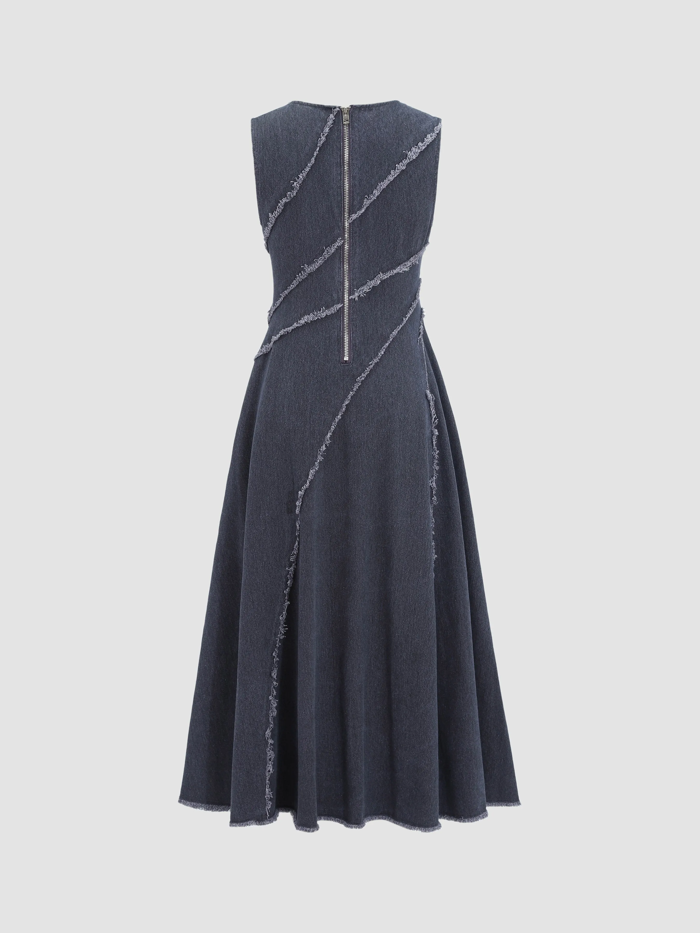 A-Line Denim Maxi Dress with Split Hem sold by Aha Selected product image thumbnail 2