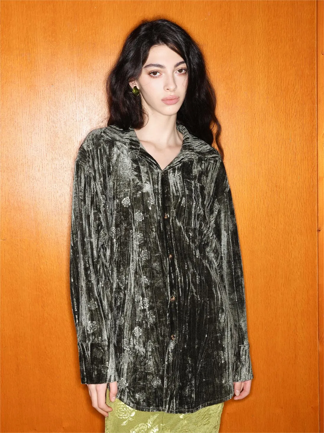 Chic Loose Fit Velvet Embossed Blouse sold by Aha Selected product image thumbnail 3