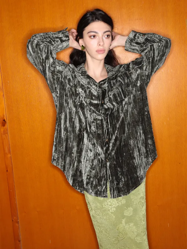 Chic Loose Fit Velvet Embossed Blouse sold by Aha Selected